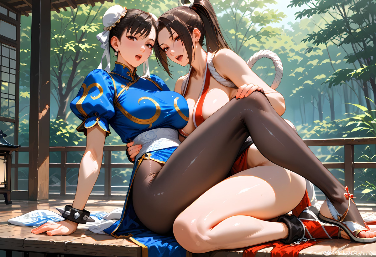Chun-Li and Mai Shiranui-pixiv插画-作品交流服务