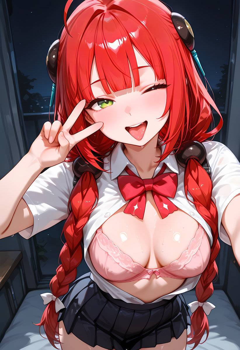 Ukinami Yuzuha(浮波柚葉)_Tongue out-pixiv插画-作品交流服务