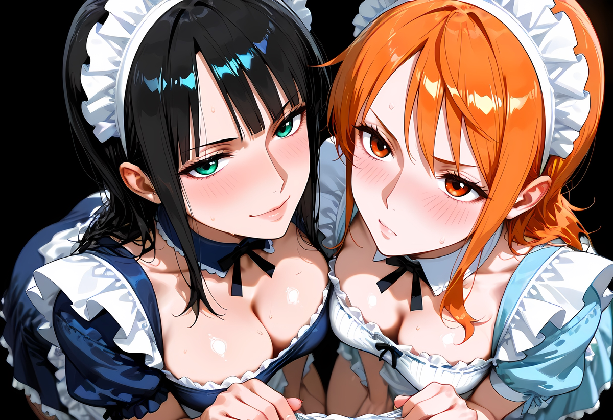 Nami and Robin Maid Costume-pixiv插画-作品交流服务