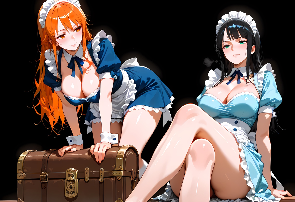 Nami and Robin Maid Costume-pixiv插画-作品交流服务