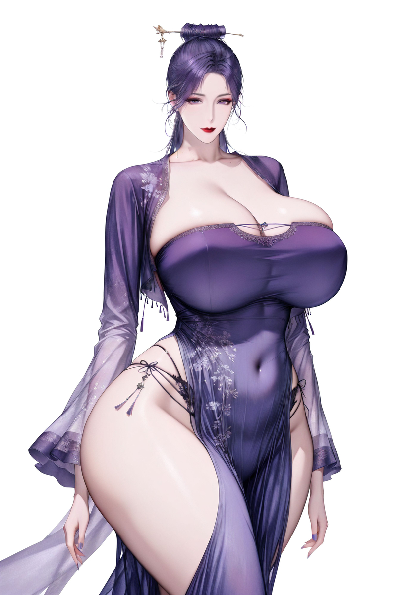 漫惹炉烟双袖紫，紫玉钗斜灯影背。-pixiv插画-作品交流服务