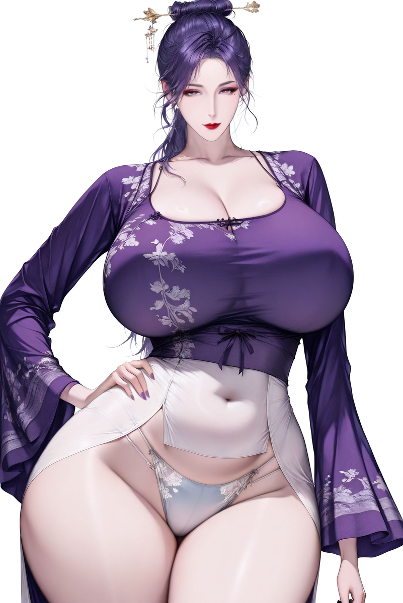 漫惹炉烟双袖紫，紫玉钗斜灯影背。-pixiv插画-作品交流服务