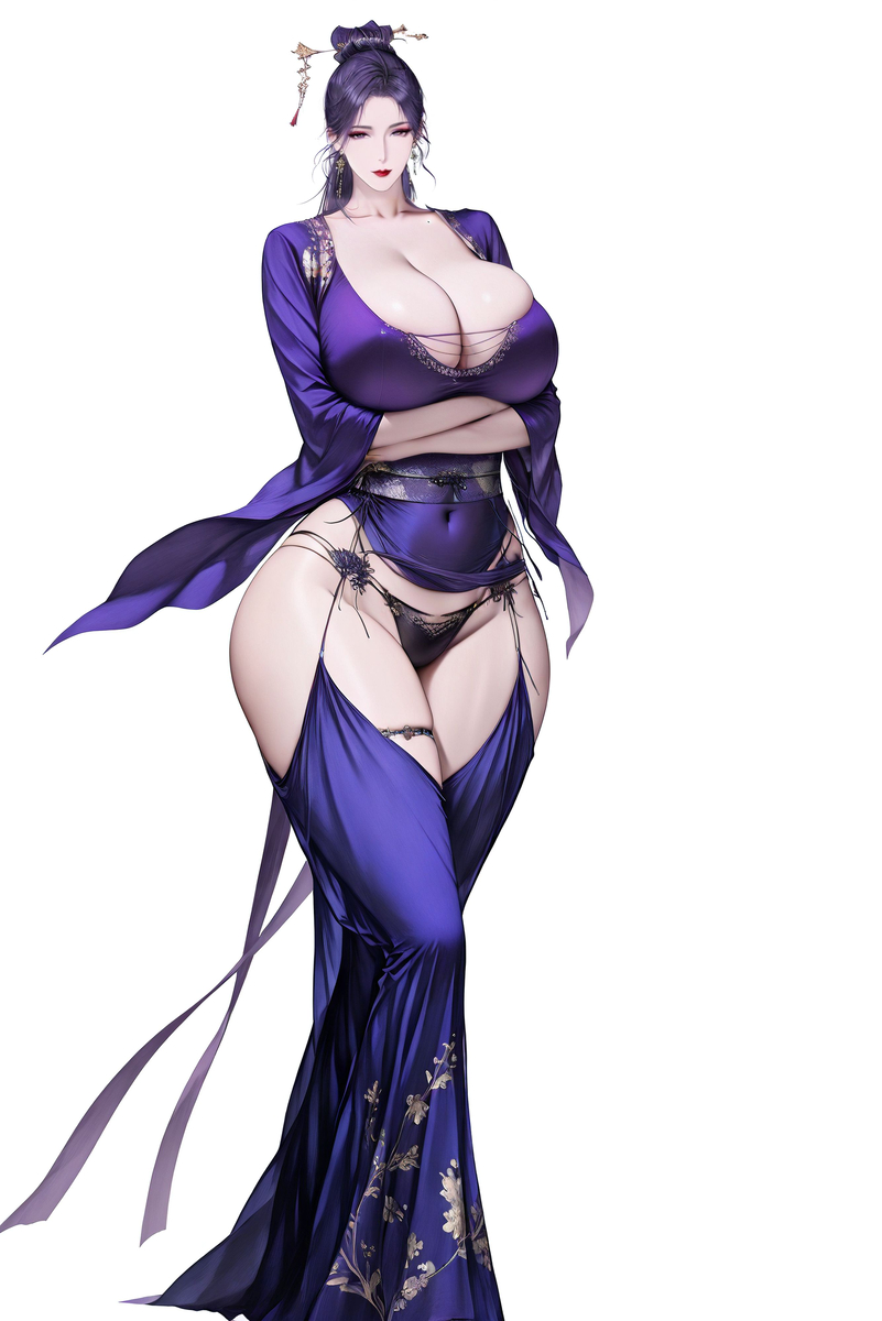 漫惹炉烟双袖紫，紫玉钗斜灯影背。-pixiv插画-作品交流服务