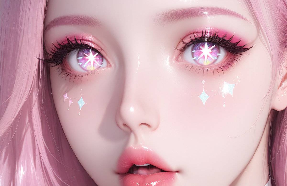 粉红系妆-pixiv插画-作品交流服务