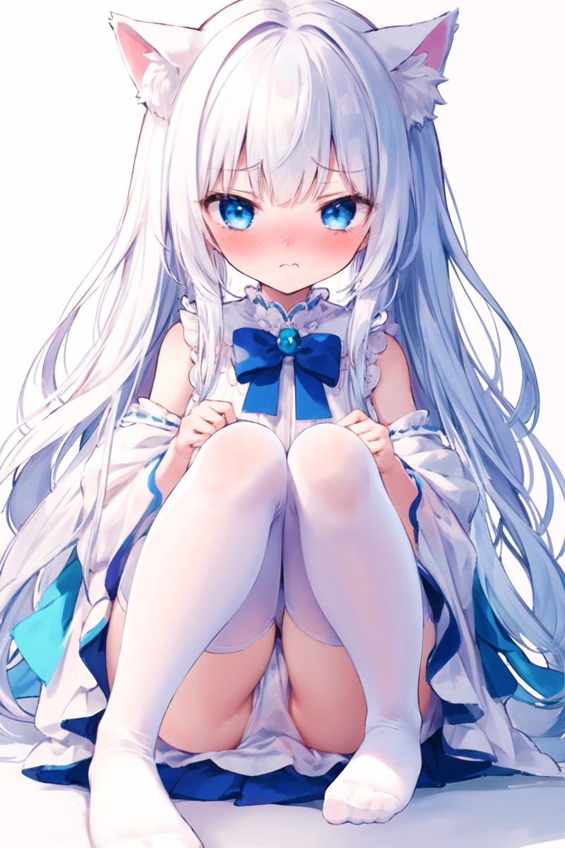 白猫猫耳萝莉-pixiv插画-作品交流服务