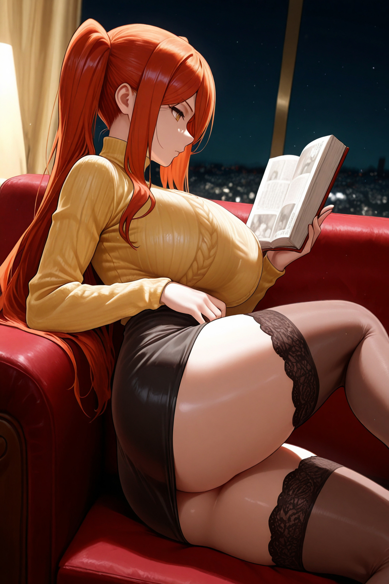 出門吃晚餐?等我看完這本再說...-pixiv插画-作品交流服务