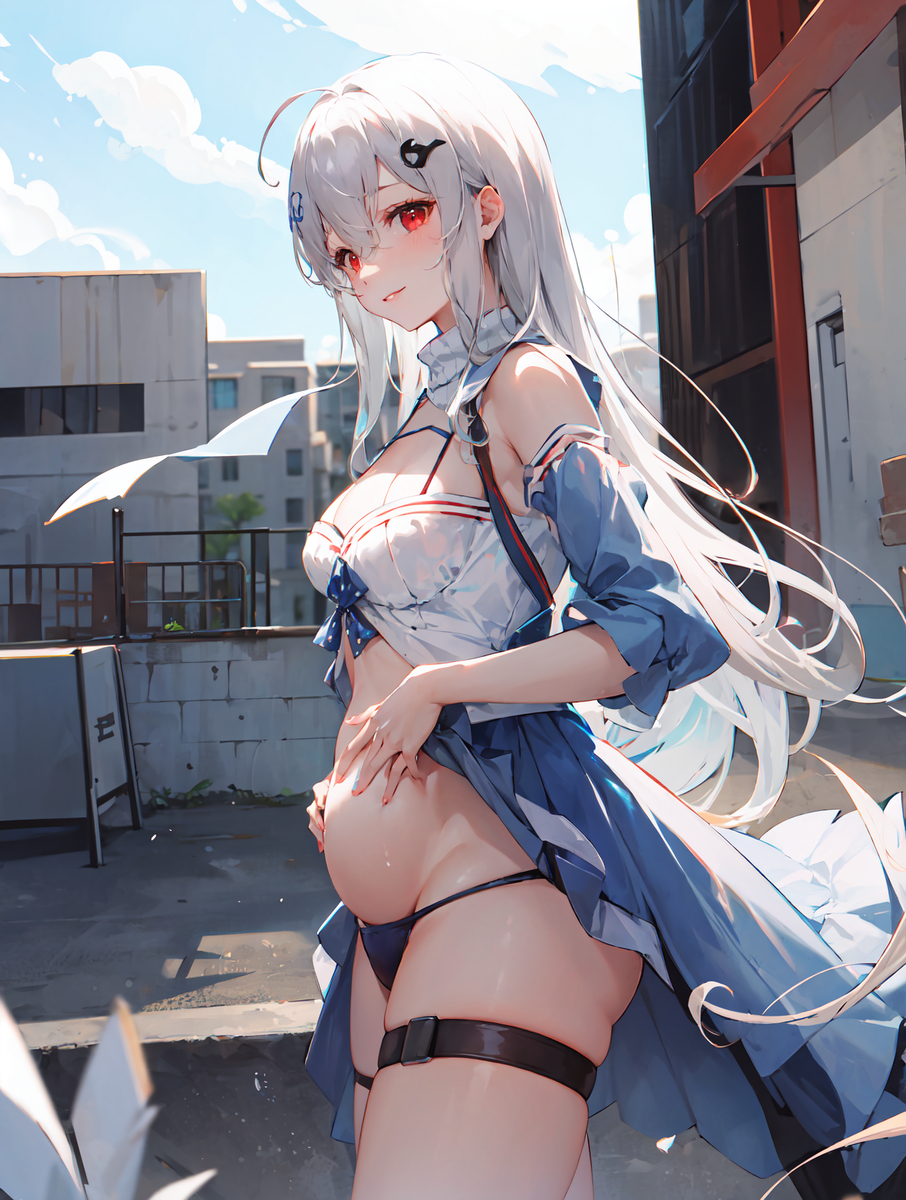 妊娠したお腹を見せてくれるスカジ-pixiv插画-作品交流服务