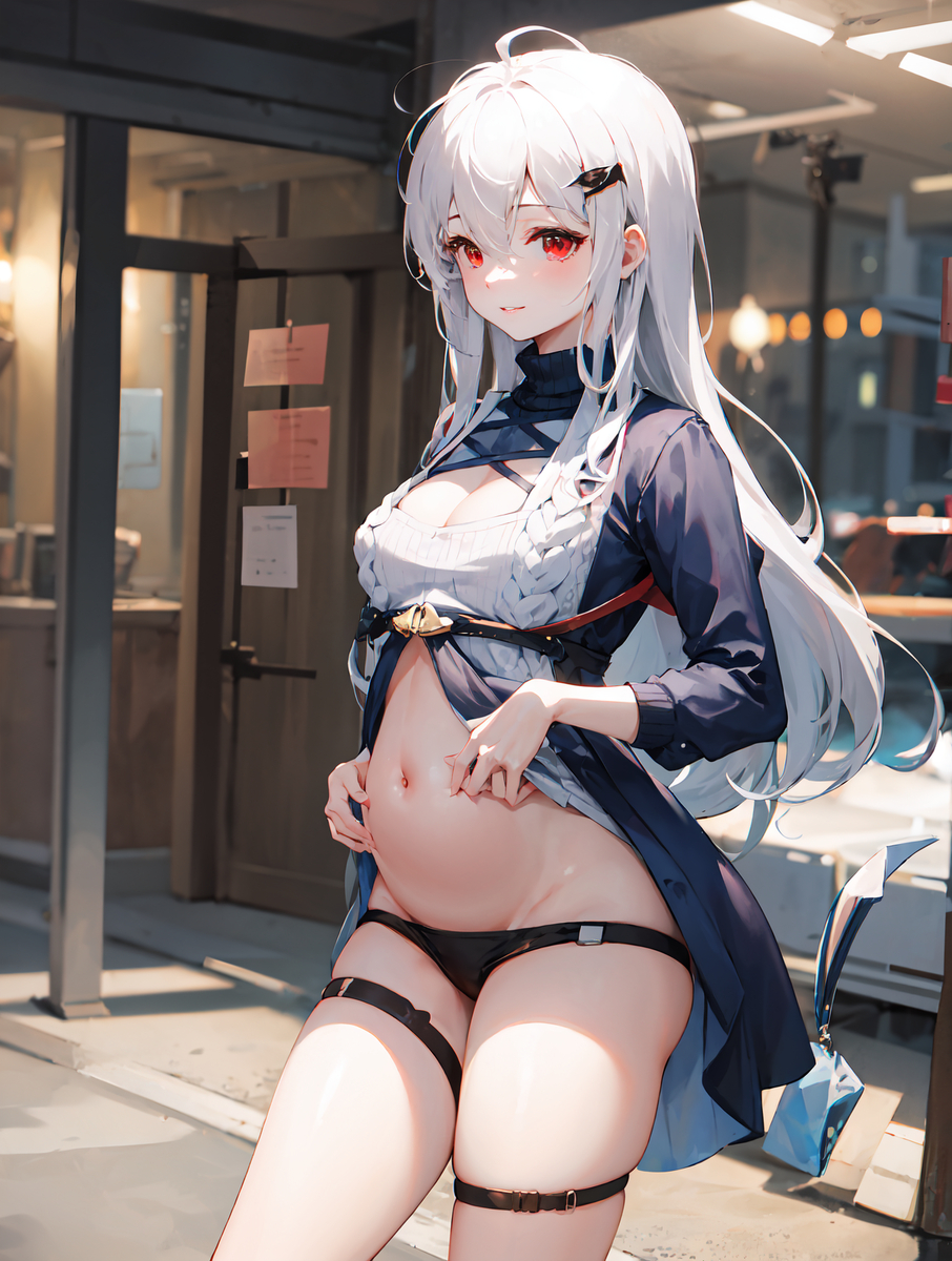 妊娠したお腹を見せてくれるスカジ-pixiv插画-作品交流服务