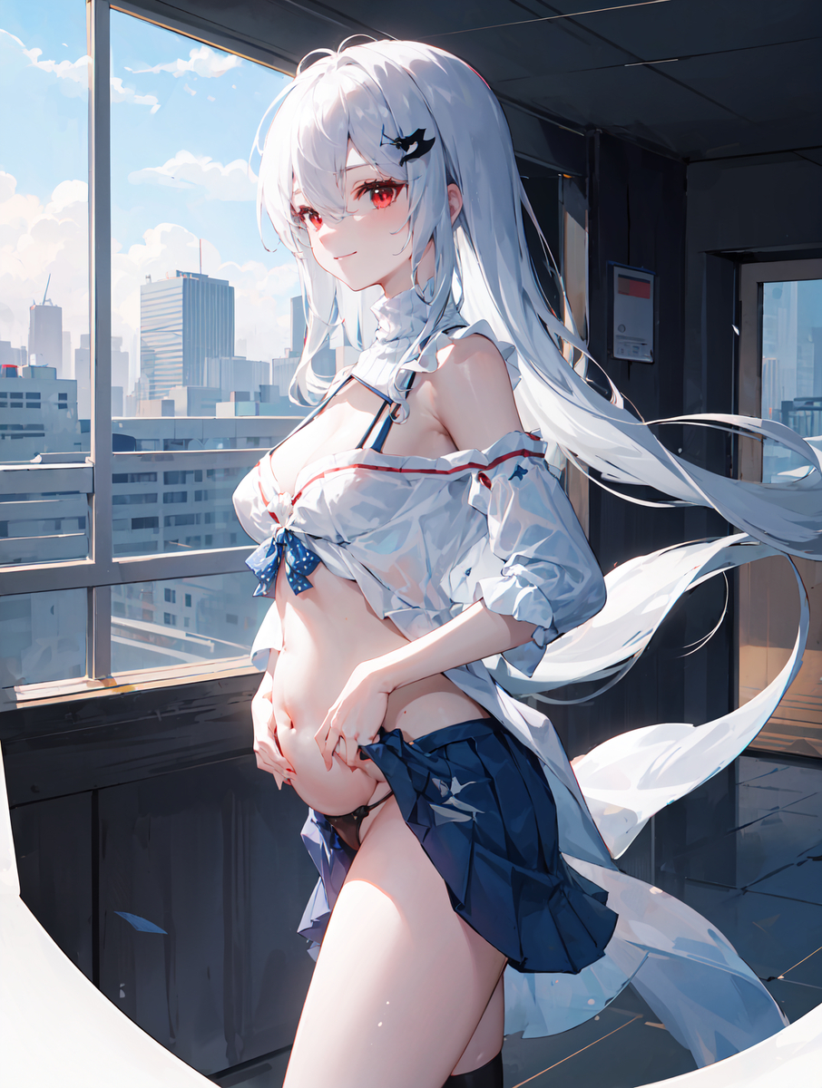 妊娠したお腹を見せてくれるスカジ-pixiv插画-作品交流服务