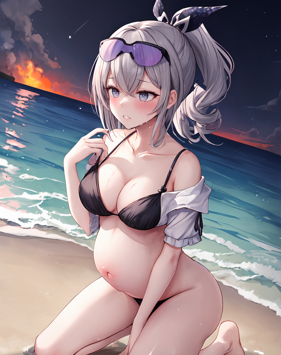 妊娠銀狼の海辺で出産-pixiv插画-作品交流服务