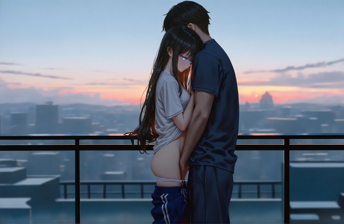 Preview: 天台で交わす抱擁-pixiv插画-作品交流服务