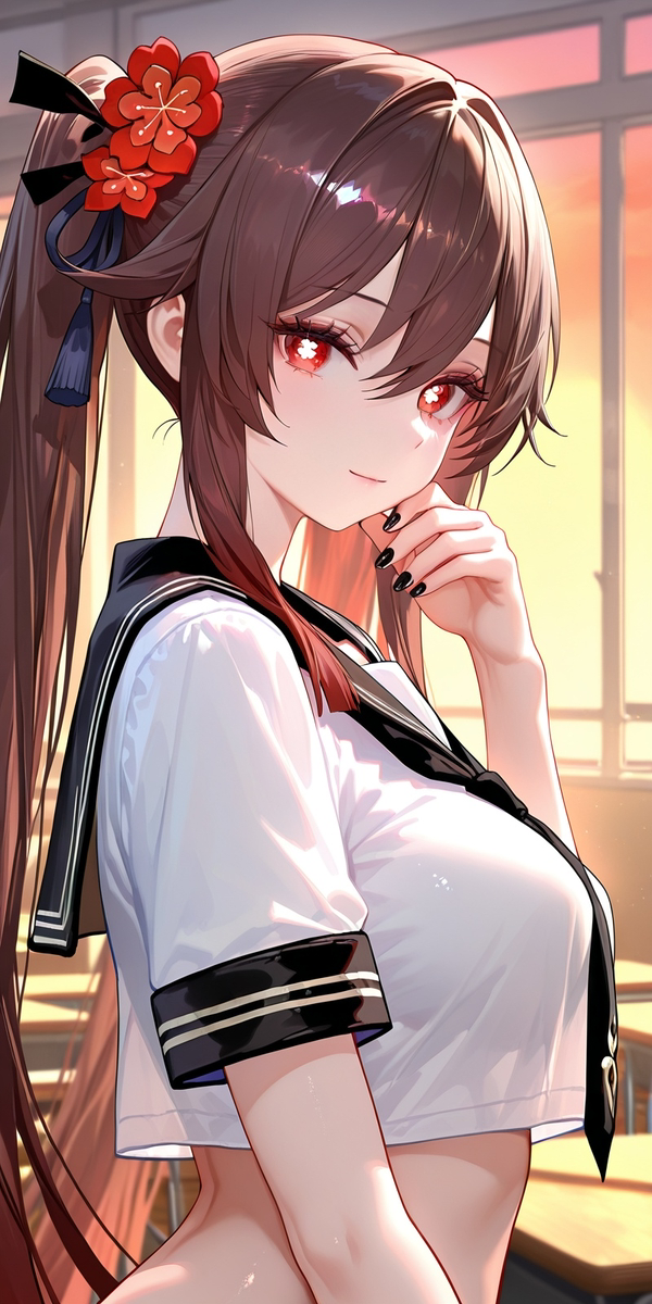 胡桃-水手服-pixiv插画-作品交流服务