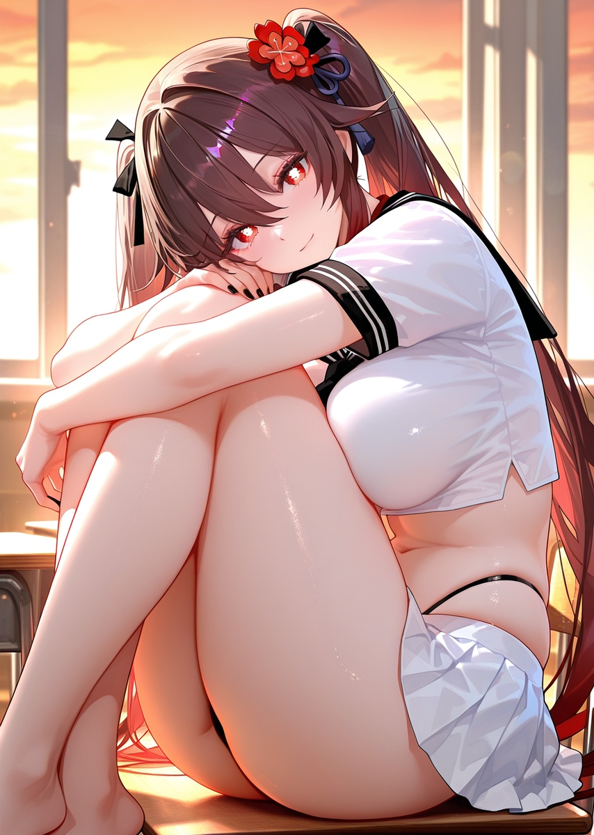 胡桃-水手服-pixiv插画-作品交流服务