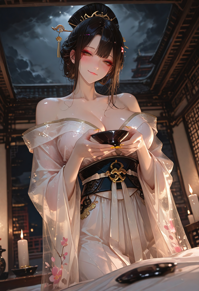 金簪委地染春红，莲魄飘摇烛泪融-pixiv插画-作品交流服务