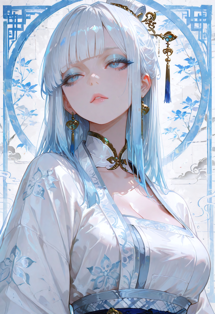 白发侠女-pixiv插画-作品交流服务