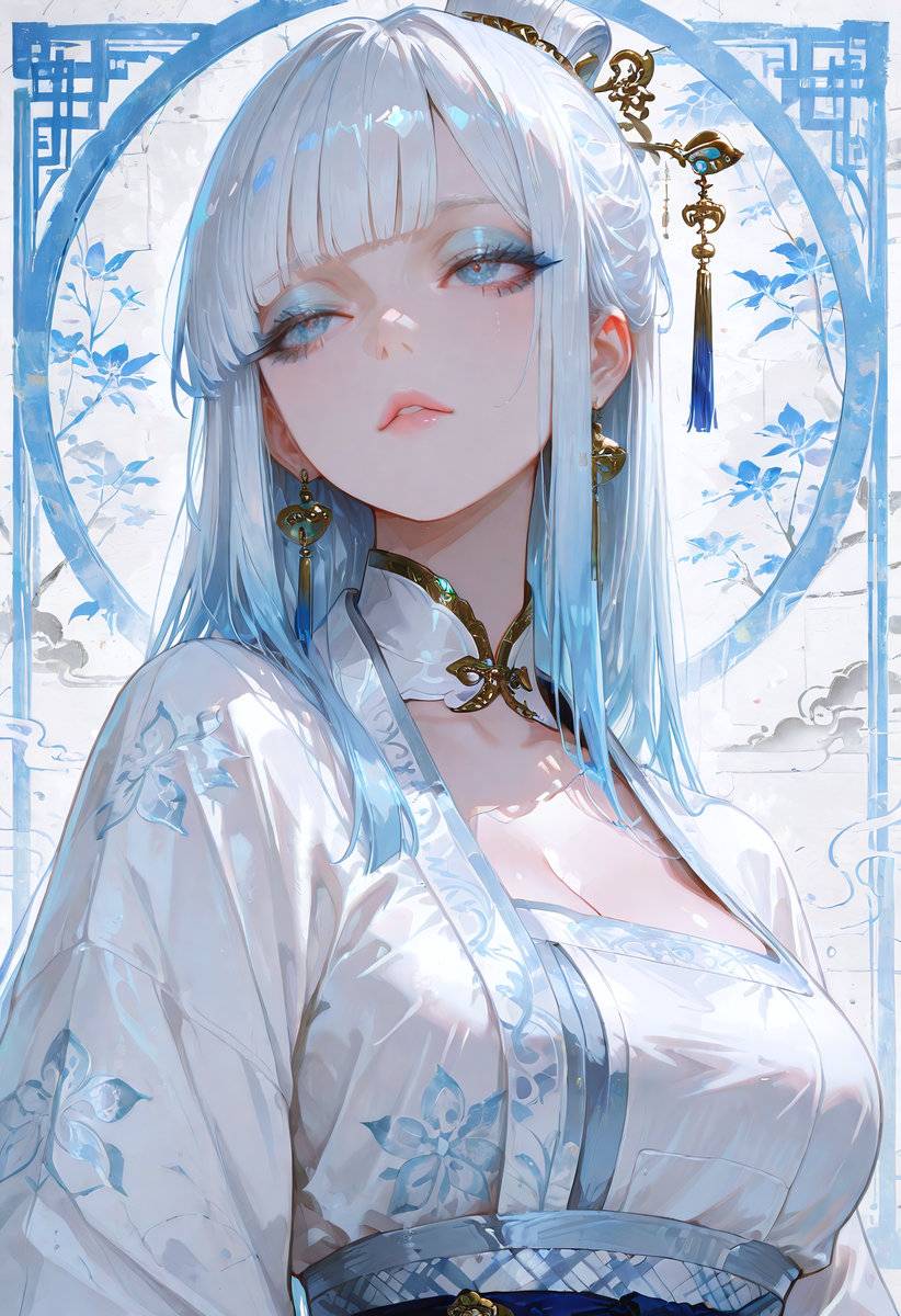 白发侠女-pixiv插画-作品交流服务
