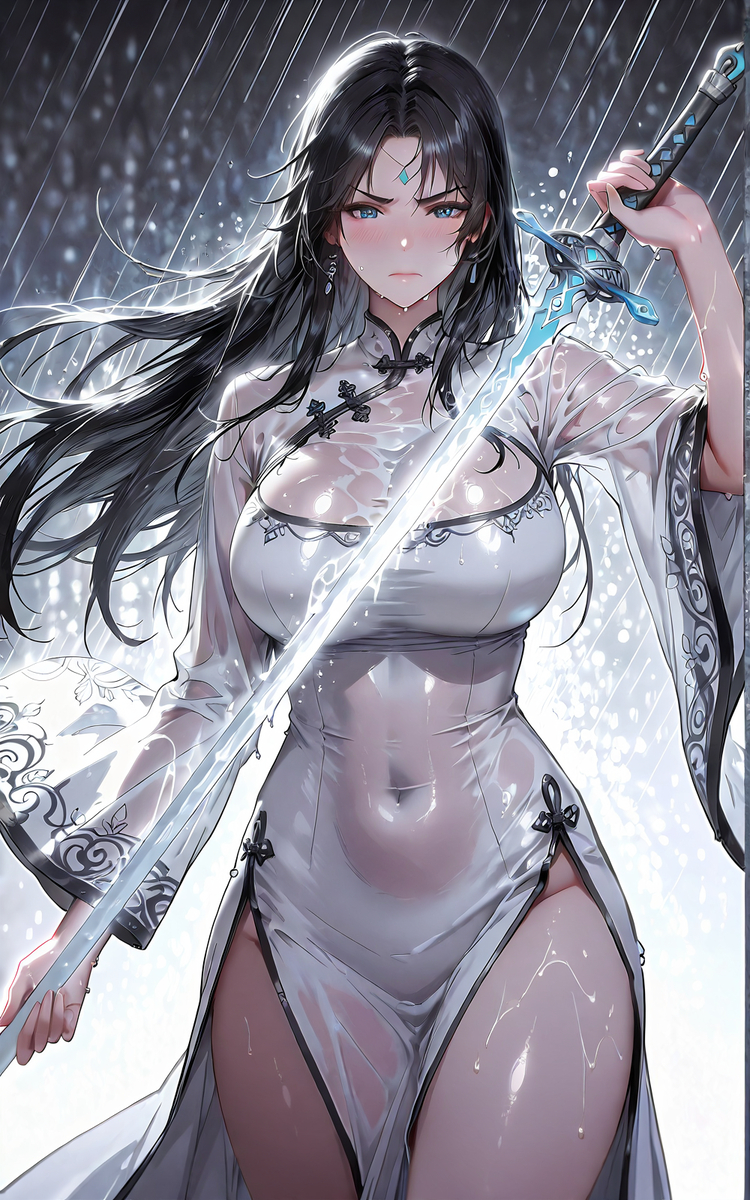 少女版裴语涵（雨中限定版）-pixiv插画-作品交流服务