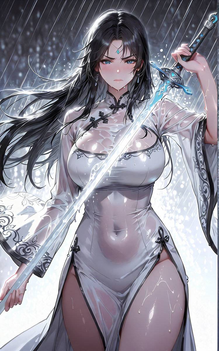少女版裴语涵（雨中限定版）-pixiv插画-作品交流服务