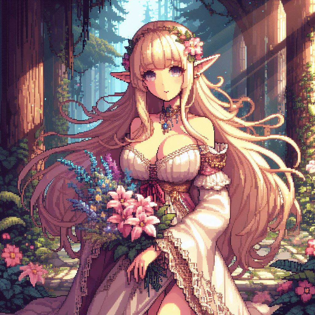 Elf with flowers-pixiv插画-作品交流服务