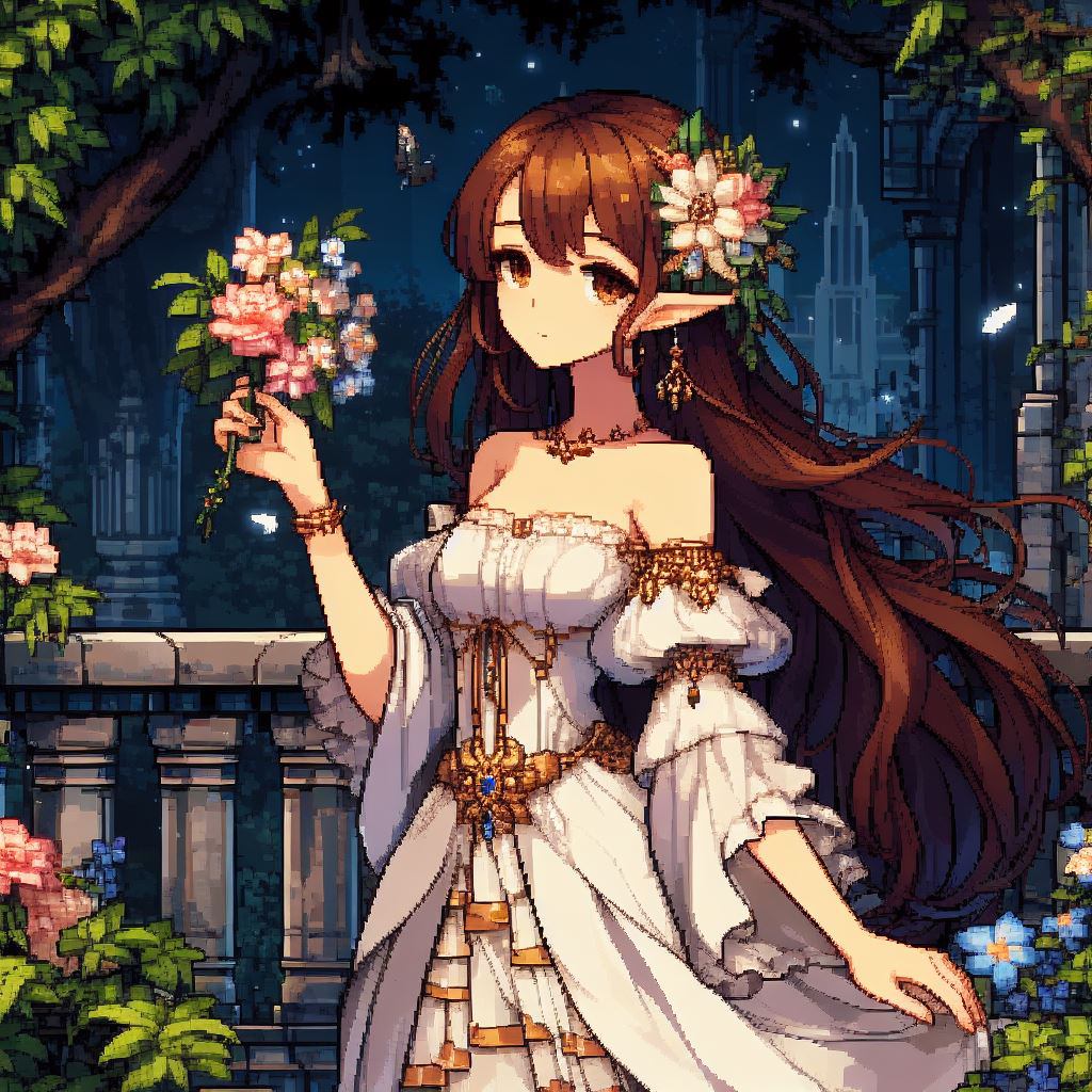 Elf with Flowers-pixiv插画-作品交流服务