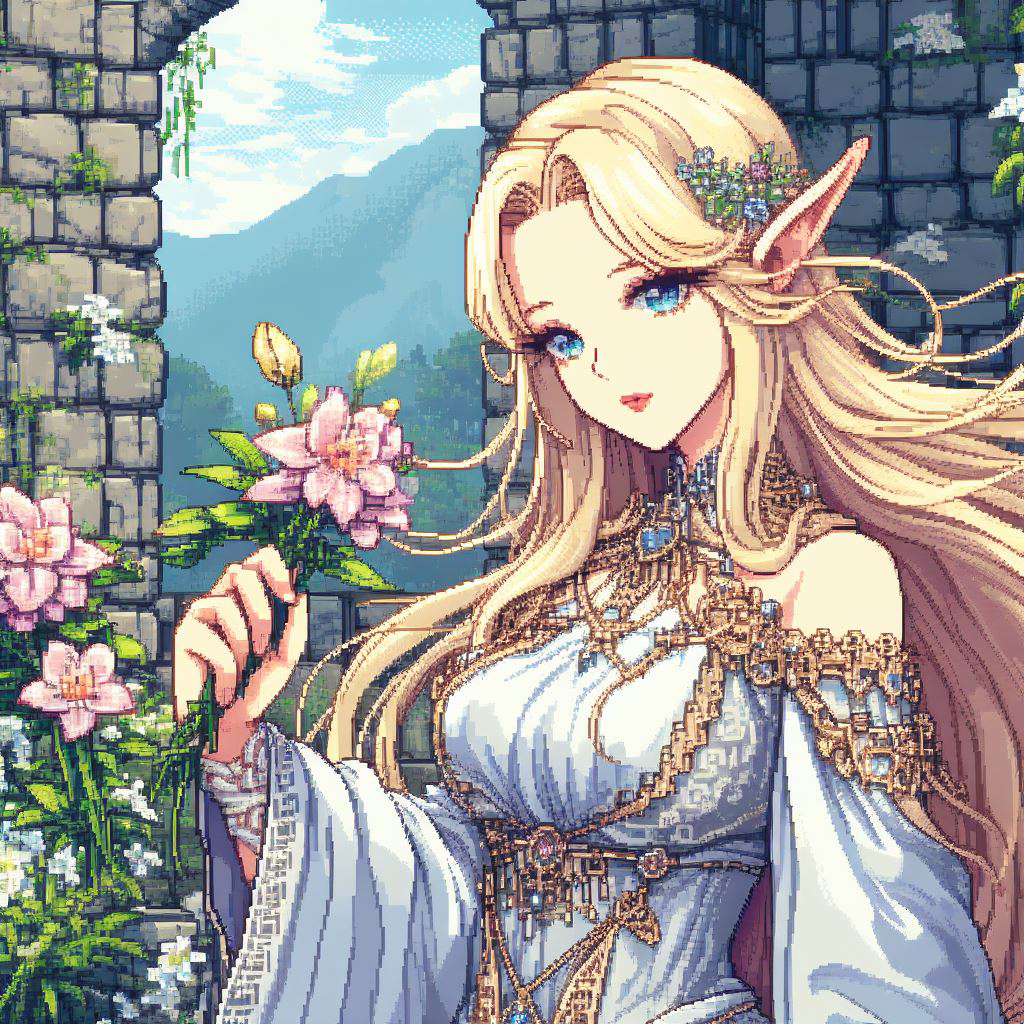 Elf with Flowers-pixiv插画-作品交流服务