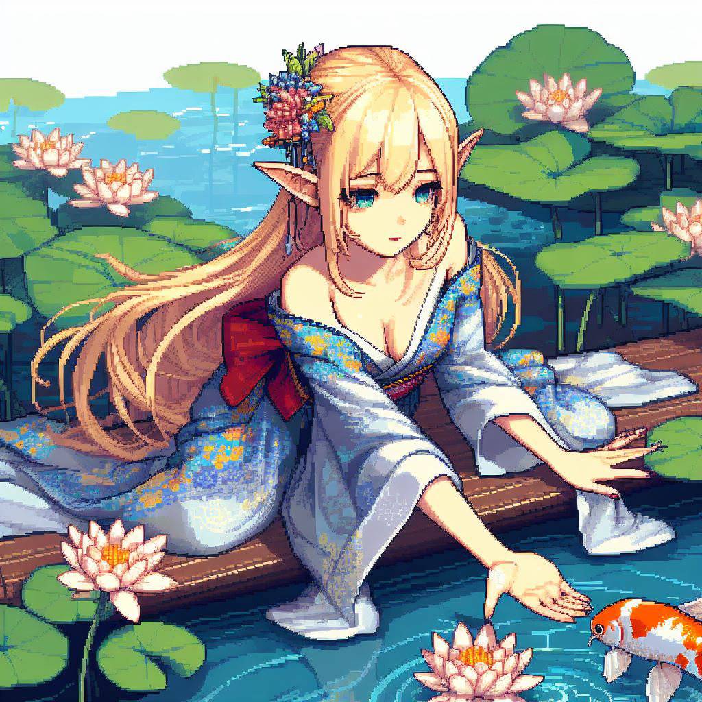 图片[1]-Playing in the lotus pond-pixiv插画-作品交流服务