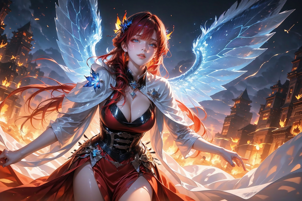 冰翼炎灵-pixiv插画-作品交流服务