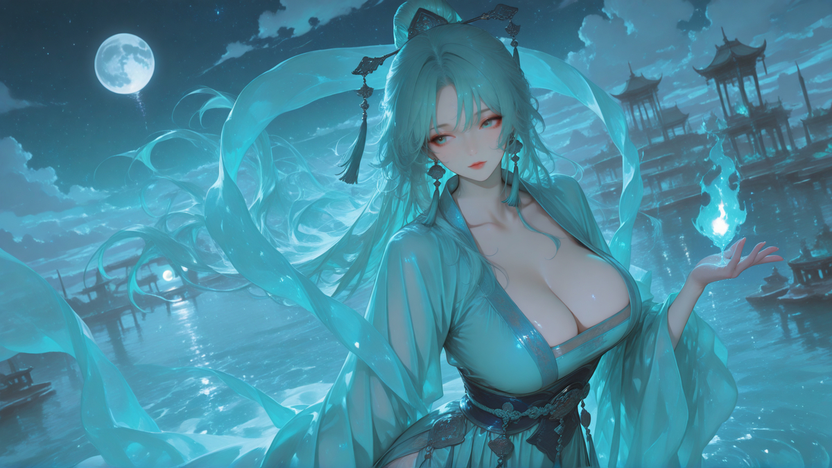 青澜锁月，幽荧引梦-pixiv插画-作品交流服务