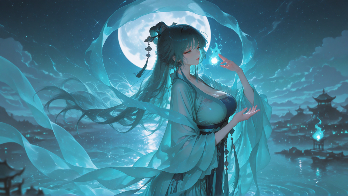 青澜锁月，幽荧引梦-pixiv插画-作品交流服务