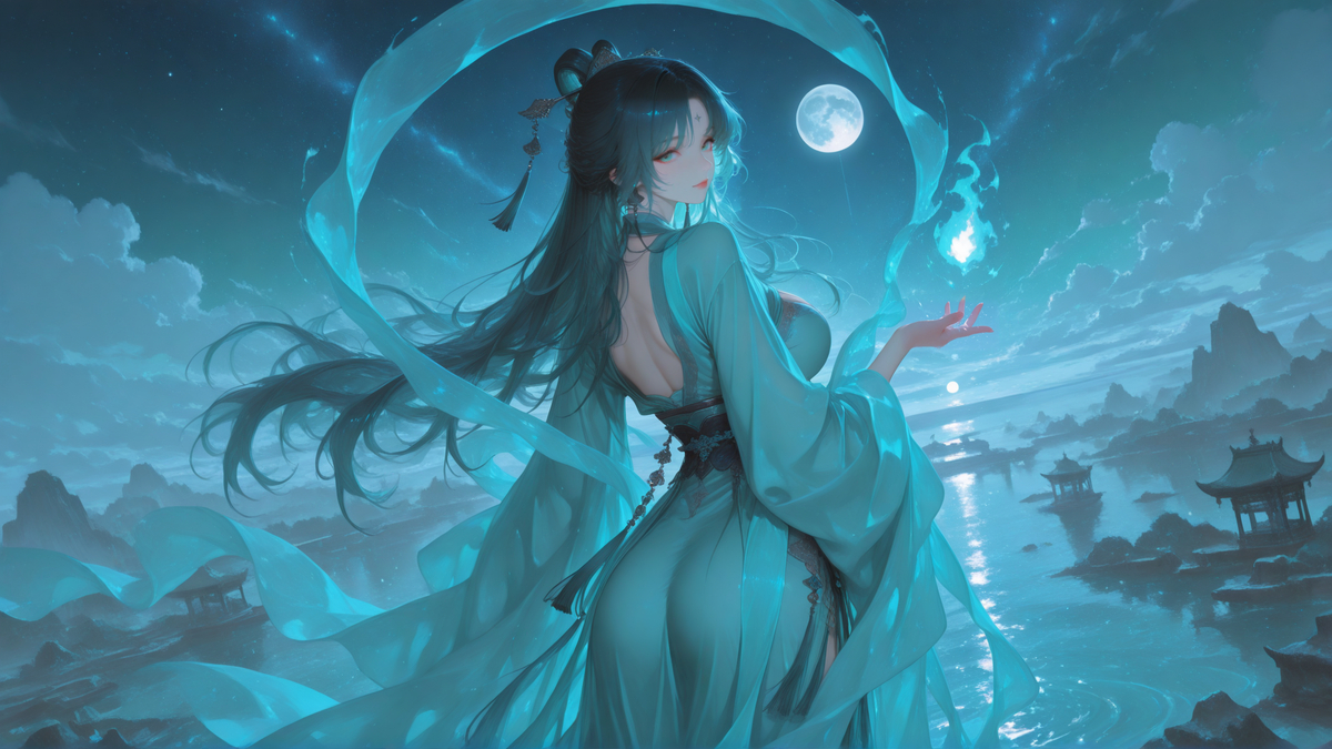 青澜锁月，幽荧引梦-pixiv插画-作品交流服务