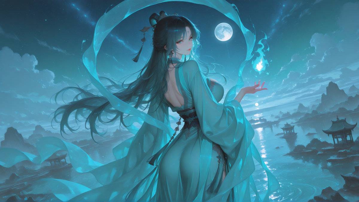 青澜锁月，幽荧引梦-pixiv插画-作品交流服务
