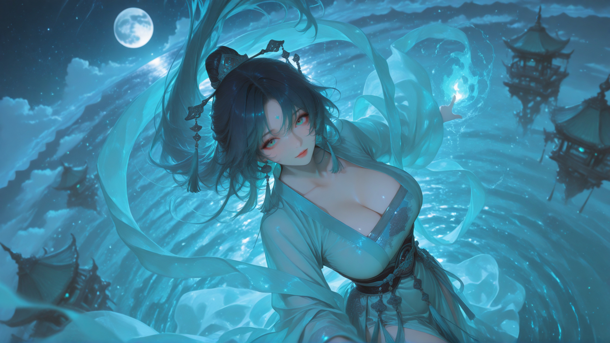 青澜锁月，幽荧引梦-pixiv插画-作品交流服务