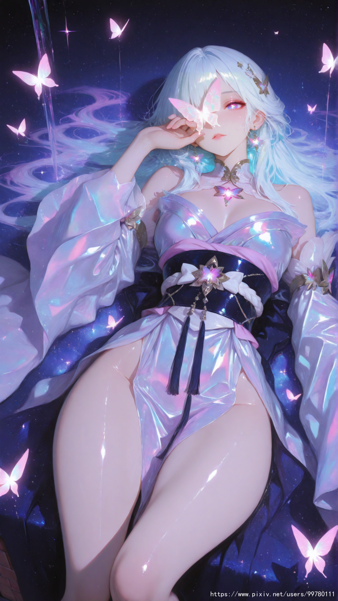 晶辉流转，蝶梦星河-pixiv插画-作品交流服务