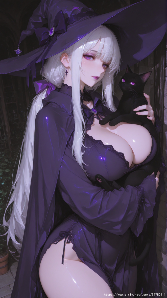 魇巫与黑猫-pixiv插画-作品交流服务