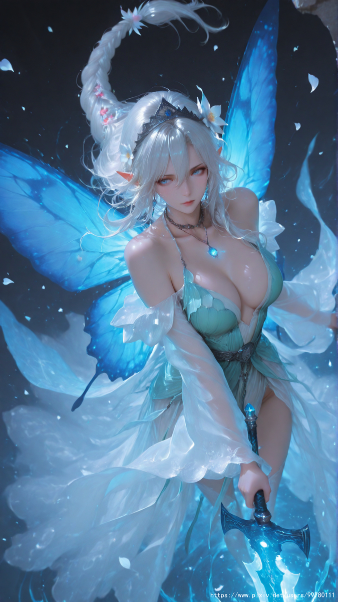 图片[12]-银发蝶翼，跃动的幽蓝倩影part1-pixiv插画-作品交流服务