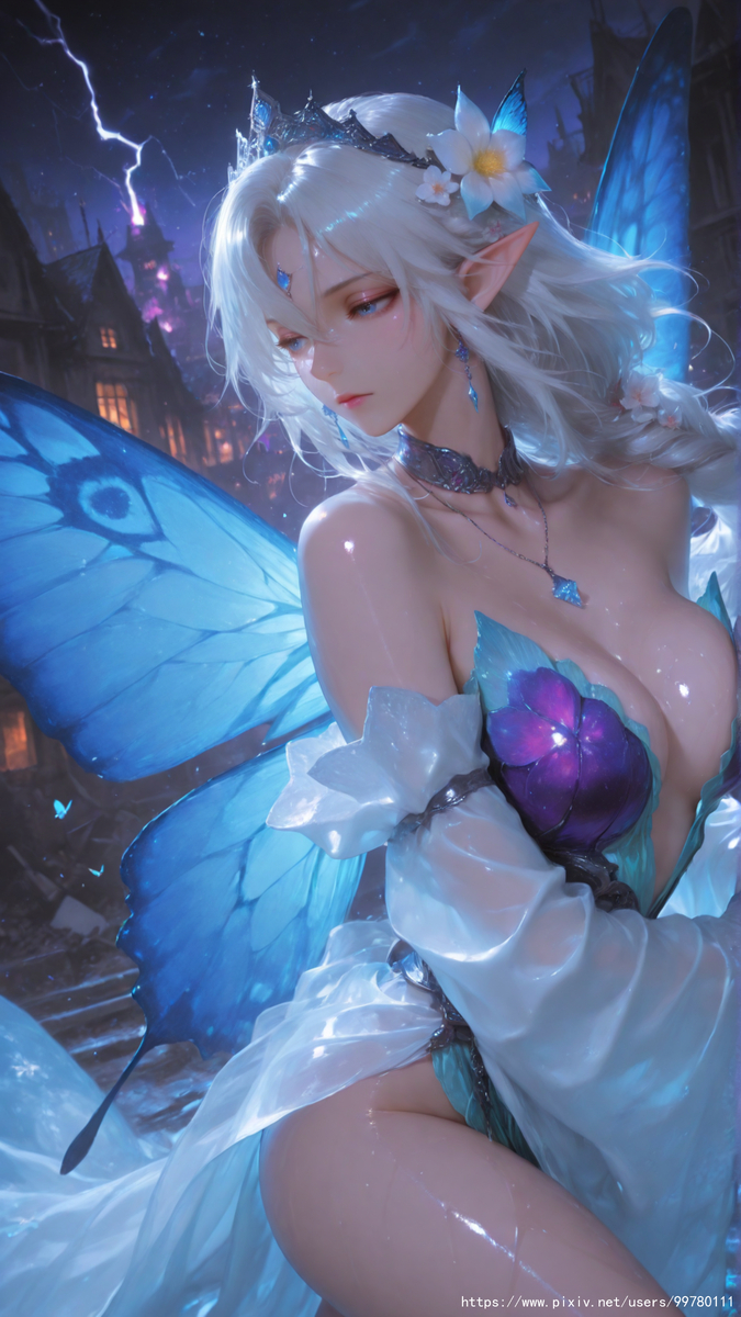 图片[13]-银发蝶翼，跃动的幽蓝倩影part1-pixiv插画-作品交流服务