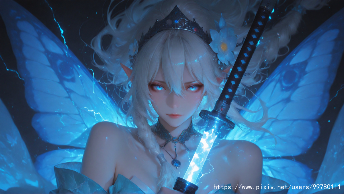 图片[15]-银发蝶翼，跃动的幽蓝倩影part1-pixiv插画-作品交流服务