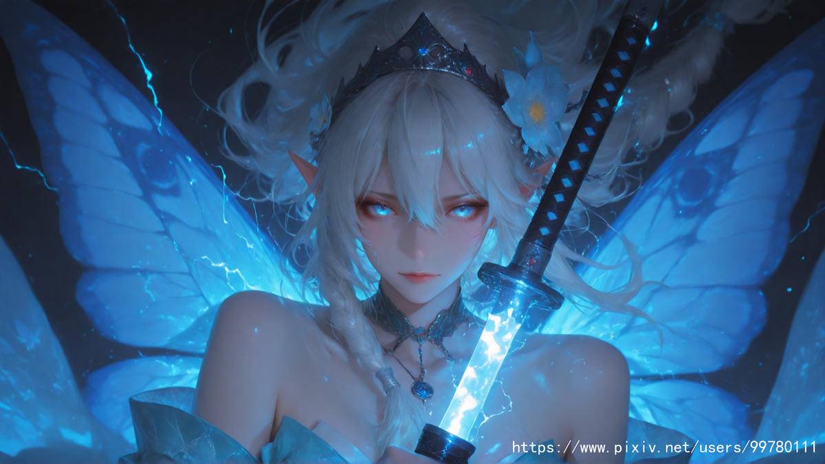 图片[15]-银发蝶翼，跃动的幽蓝倩影part1-pixiv插画-作品交流服务