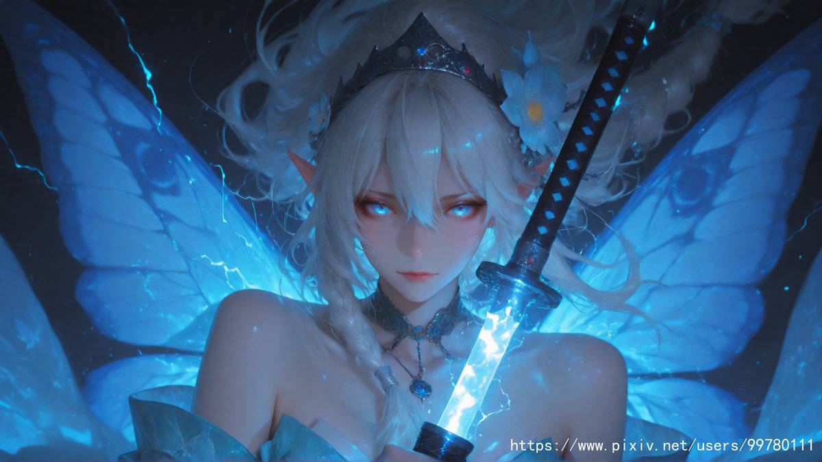 图片[15]-银发蝶翼，跃动的幽蓝倩影part1-pixiv插画-作品交流服务