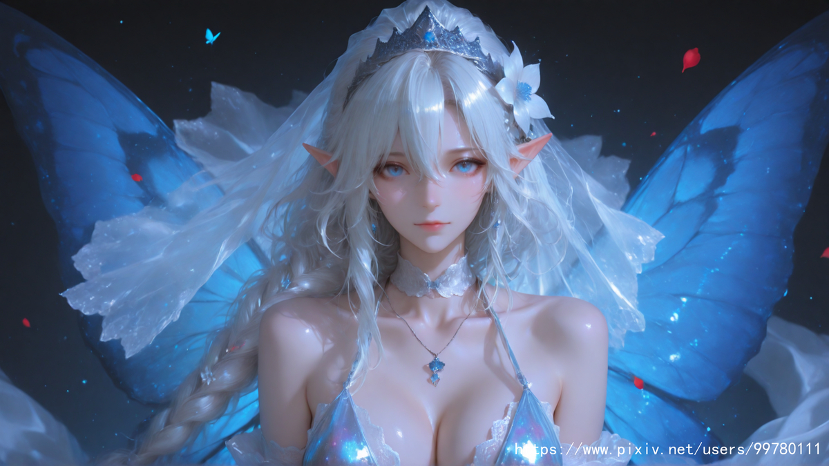 图片[17]-银发蝶翼，跃动的幽蓝倩影part1-pixiv插画-作品交流服务