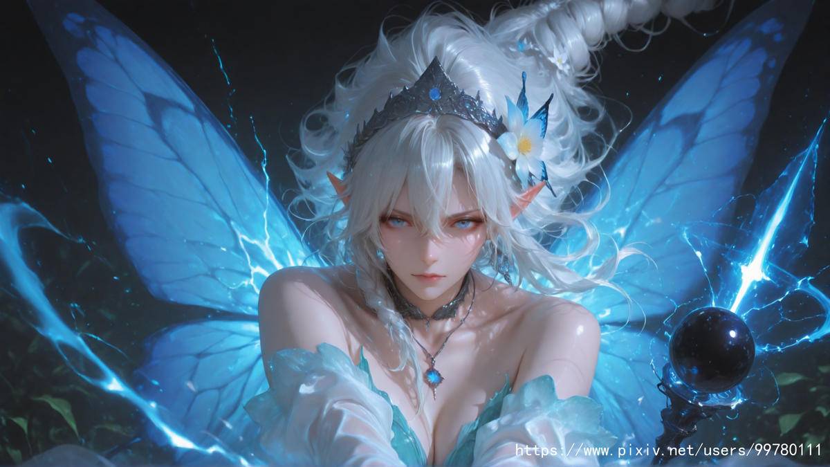 图片[19]-银发蝶翼，跃动的幽蓝倩影part1-pixiv插画-作品交流服务