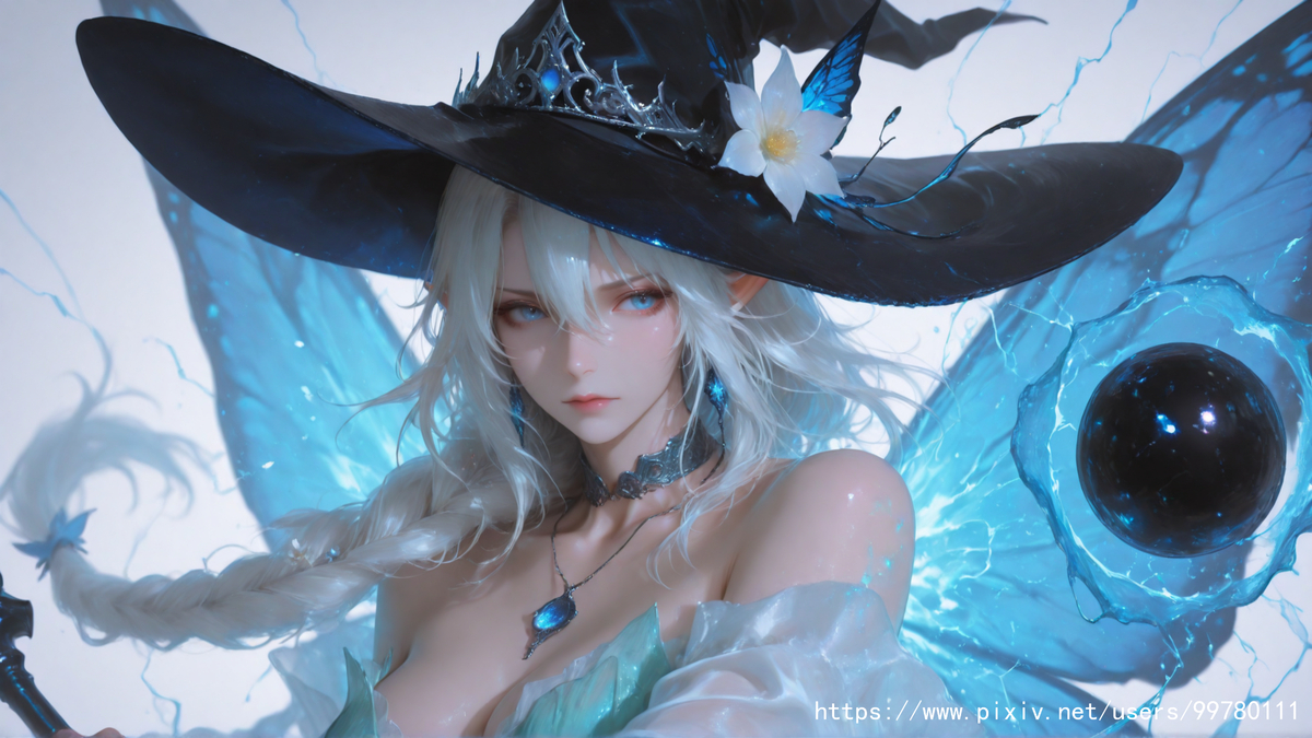 图片[20]-银发蝶翼，跃动的幽蓝倩影part1-pixiv插画-作品交流服务