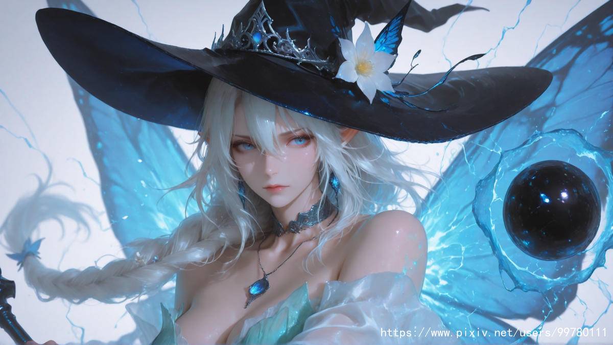 图片[20]-银发蝶翼，跃动的幽蓝倩影part1-pixiv插画-作品交流服务
