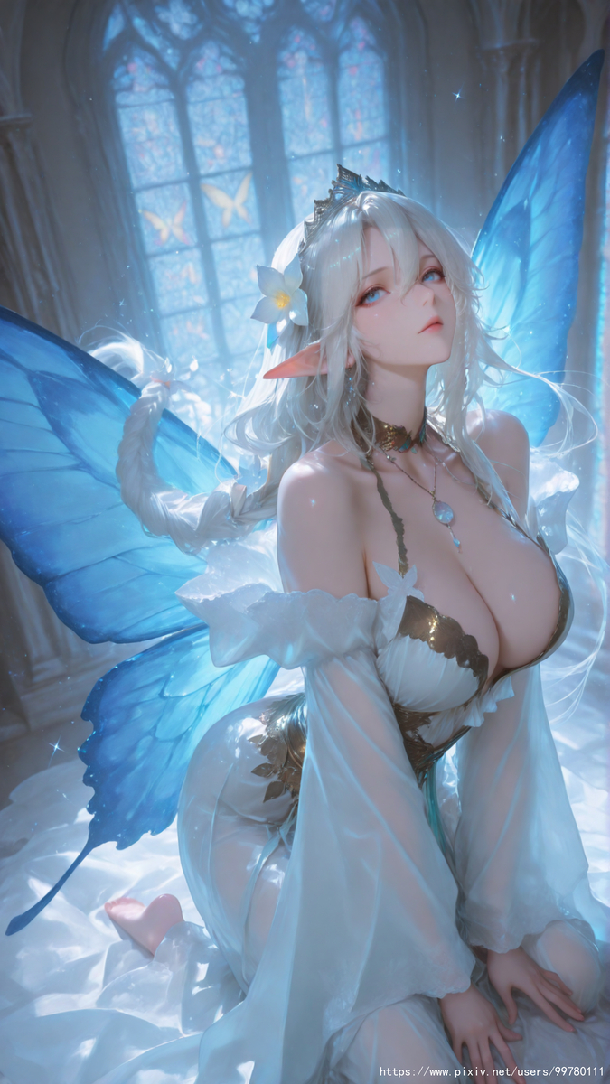 图片[21]-银发蝶翼，跃动的幽蓝倩影part1-pixiv插画-作品交流服务