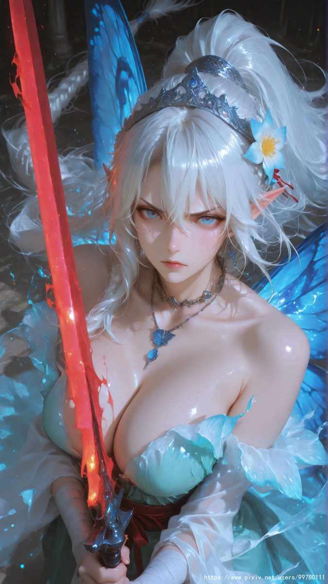 图片[22]-银发蝶翼，跃动的幽蓝倩影part1-pixiv插画-作品交流服务