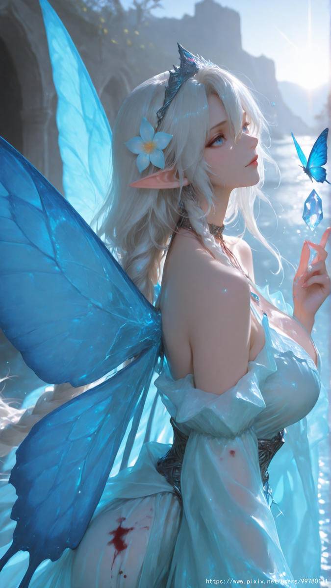 图片[25]-银发蝶翼，跃动的幽蓝倩影part1-pixiv插画-作品交流服务