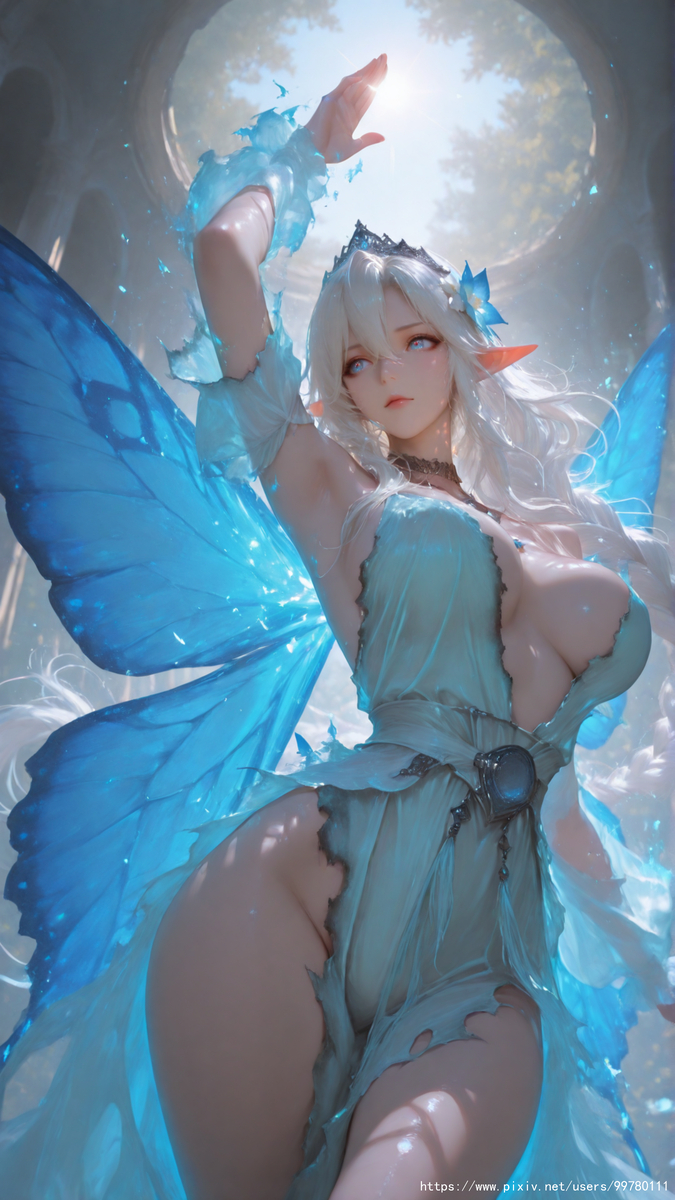 图片[27]-银发蝶翼，跃动的幽蓝倩影part1-pixiv插画-作品交流服务