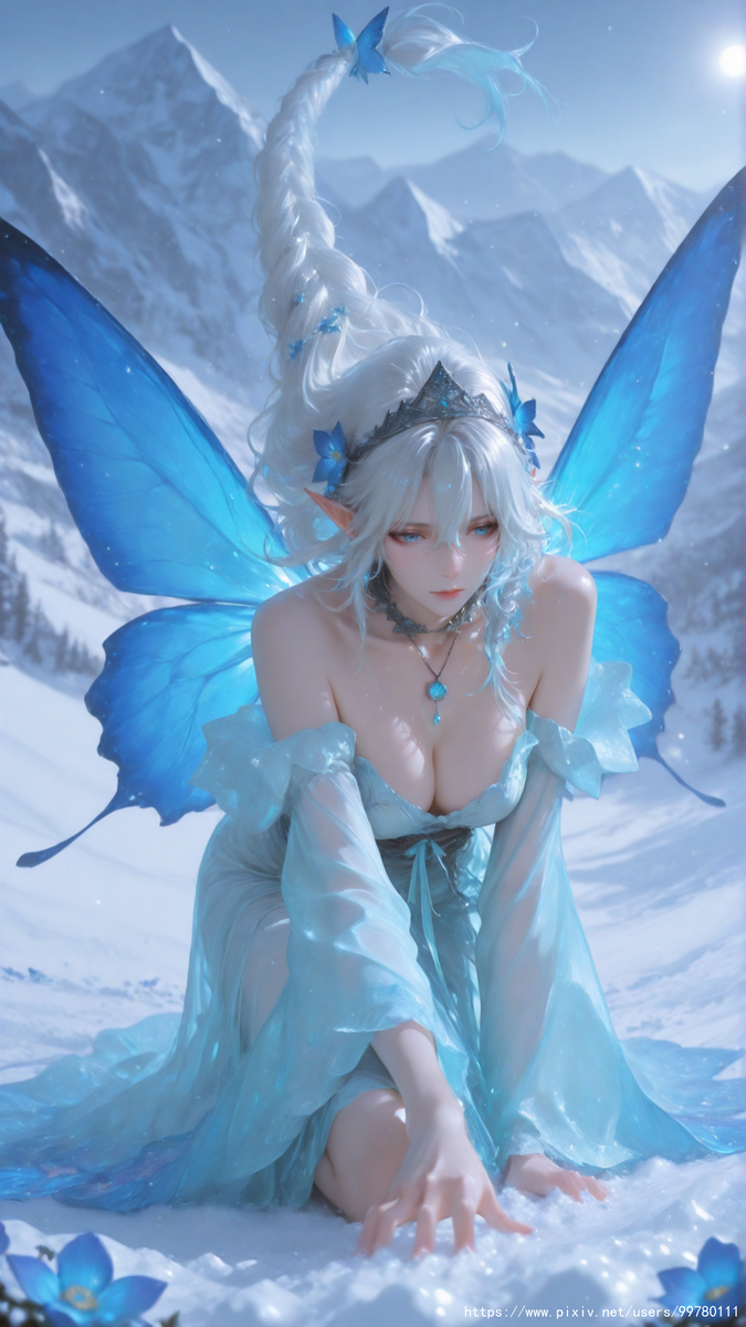 图片[29]-银发蝶翼，跃动的幽蓝倩影part1-pixiv插画-作品交流服务