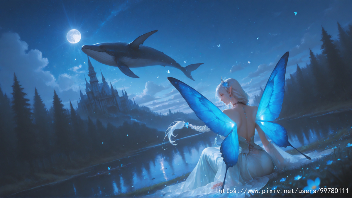 图片[32]-银发蝶翼，跃动的幽蓝倩影part1-pixiv插画-作品交流服务