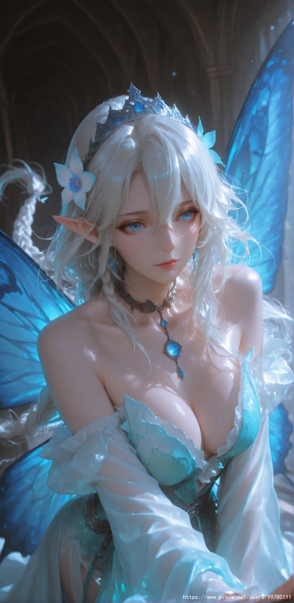 图片[34]-银发蝶翼，跃动的幽蓝倩影part1-pixiv插画-作品交流服务